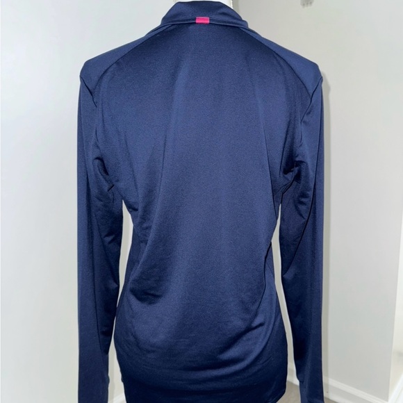 Ralph Lauren Golf Women’s Navy 1/4 Zip Pullover Top Size M Pink Logo Preppy - Picture 2 of 4